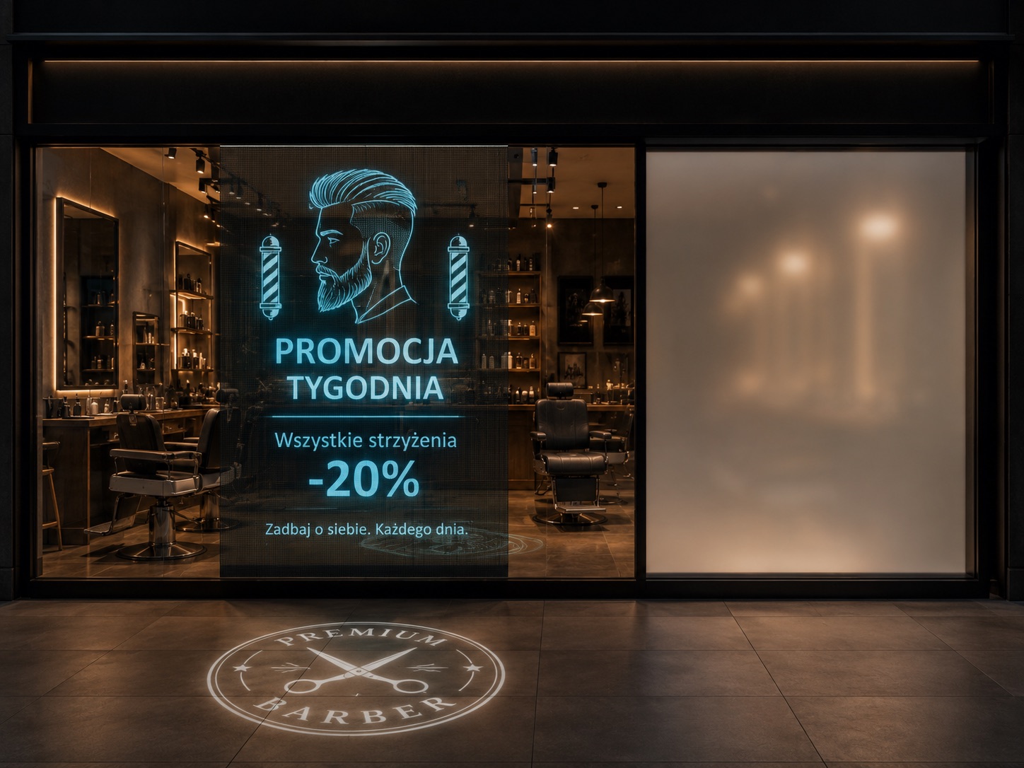 Koncepcja multimedialnej reklamy dla salonu beauty i barbera