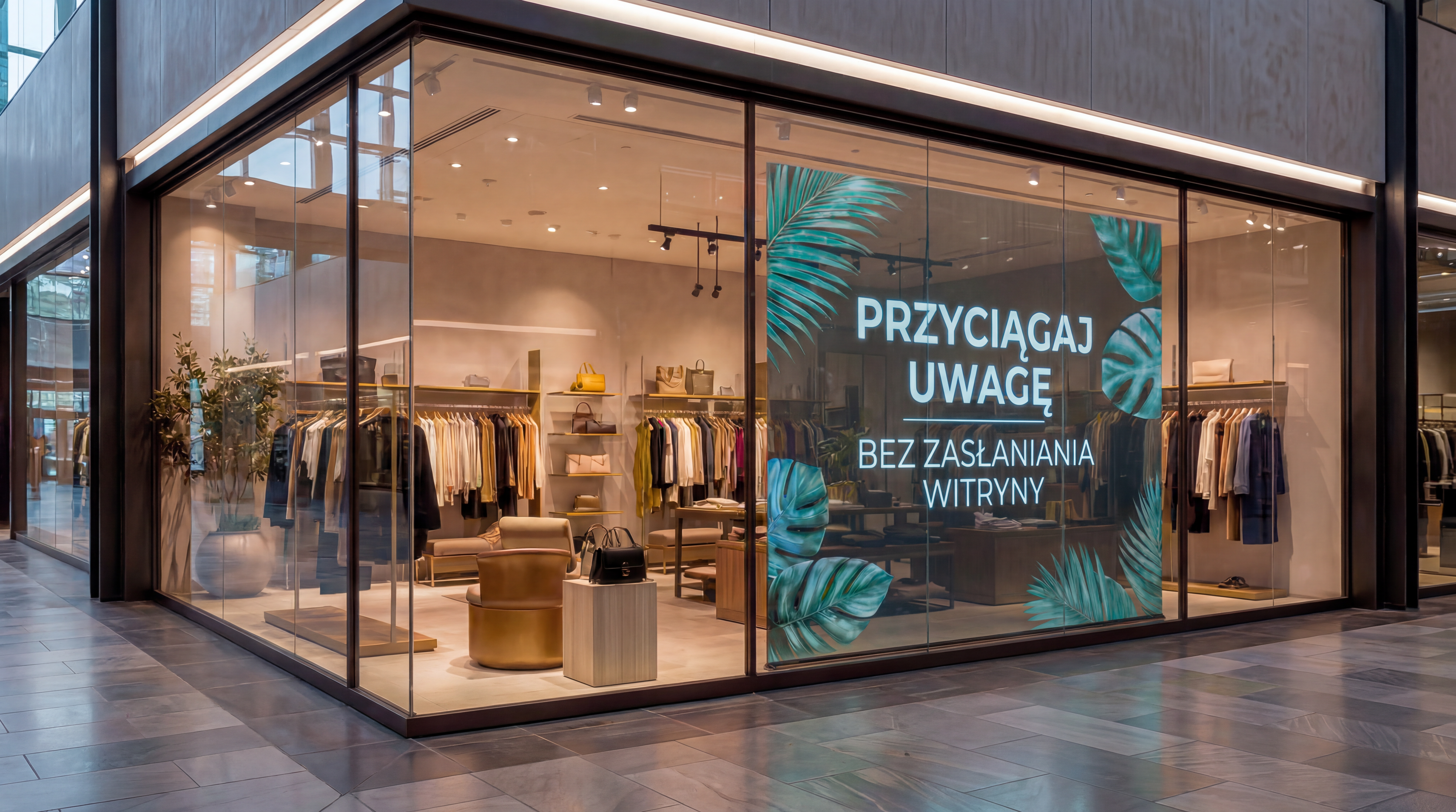 Transparentna folia ledowa na witrynie sklepu premium